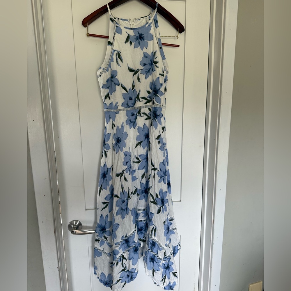 Lulu’s Blue and White Floral High Low Dress